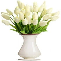 Nvzi Artificial Tulips Real Touch Fake Latex Flowers 15 Pcs Eco-Friendly Holland Mini Tulip(Cream)