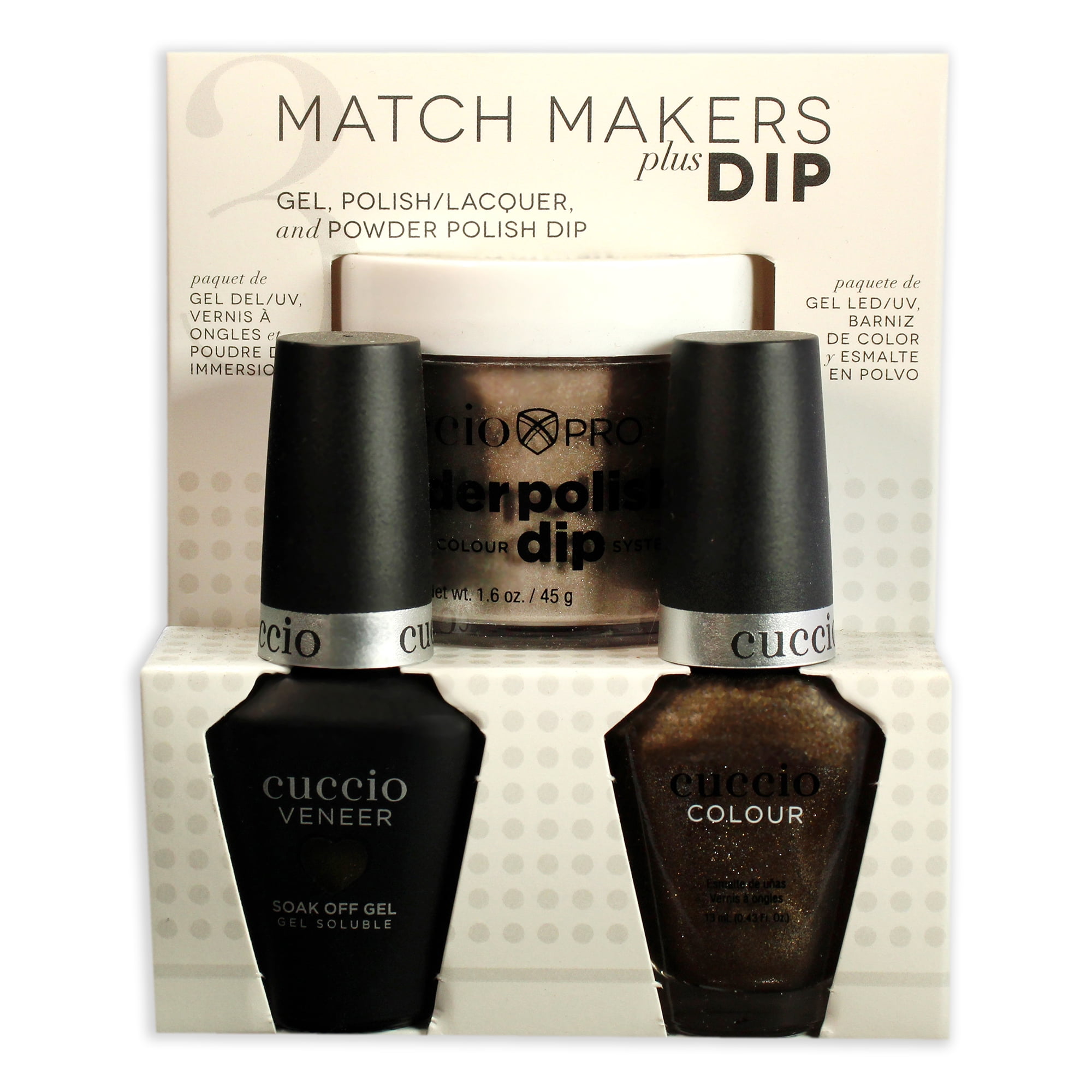 Cuccio Colour Match Makers Plus Dip - Nature Nature , 3 Pc 1.6oz Pro Powder Polish Dip System, 0.44oz Veneer Soak Off Gel, 0.43oz Colour Nail Polish
