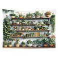 thumbnail image 2 of Green Plant Tapestry Wall Hanging Potted Plant Flower and Book on Wood Shelf Wall Tapestry for Bedroom Aesthetic Nature Botanical Tapestry for Living Room College Dorm Decor,59x51 inch, 2 of 5