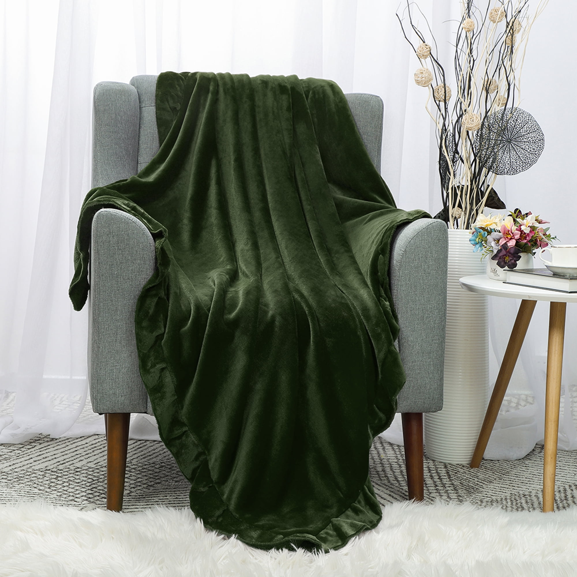 Multi-Purpose Super Soft Plush Fleece Throw Blanket For Bed Couch Sofa ...