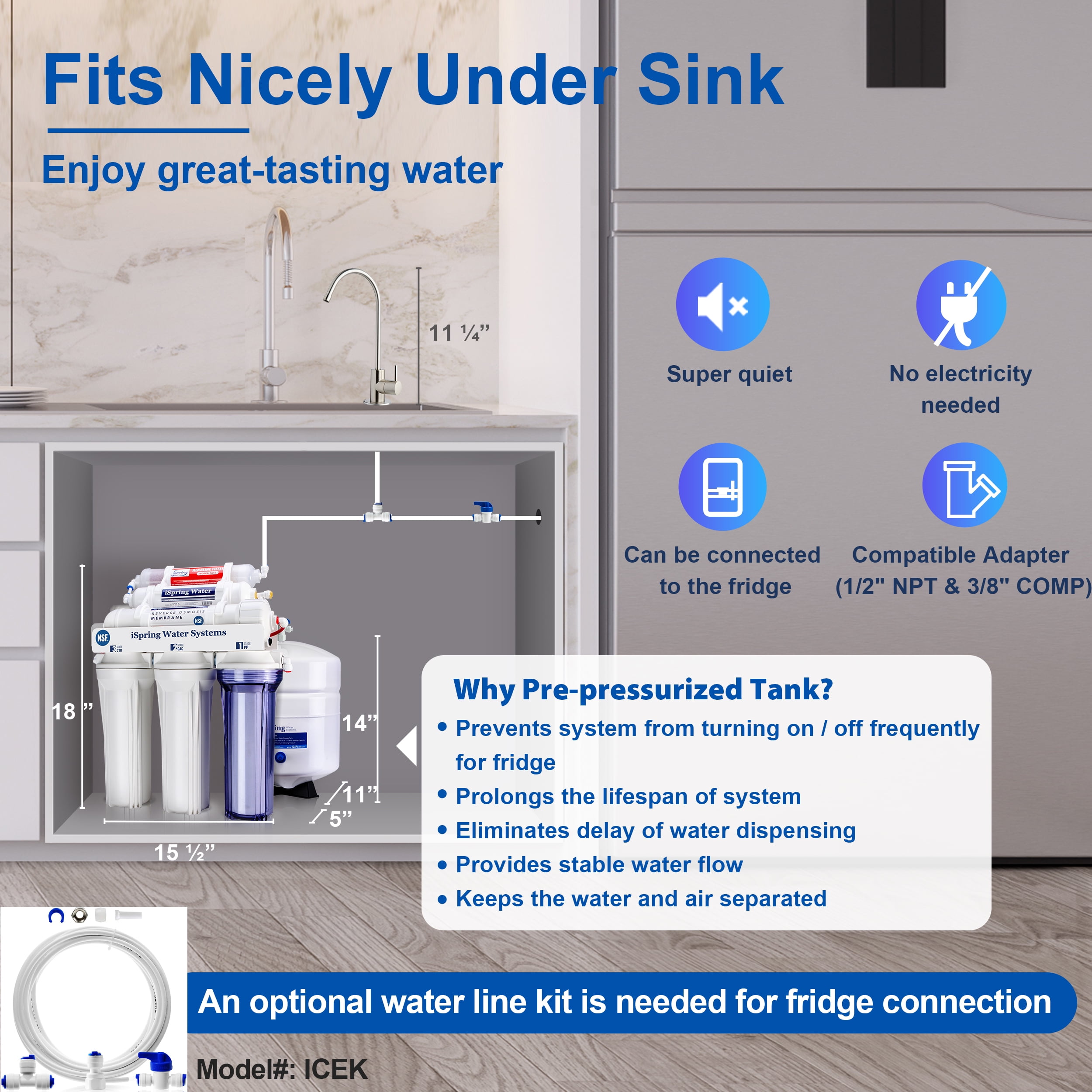 6-Stage NSF-Certified Under Sink Reverse Osmosis Drinking Water Filter System with Alkaline Remineralization, Includes an Extra Sediment Filter