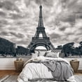 thumbnail image 2 of wall26 - Eiffel Tower with Dramatic Sky Monochrome Black and White - Removable Wall Mural | Self-Adhesive Large Wallpaper - 66x96 inches, 2 of 6