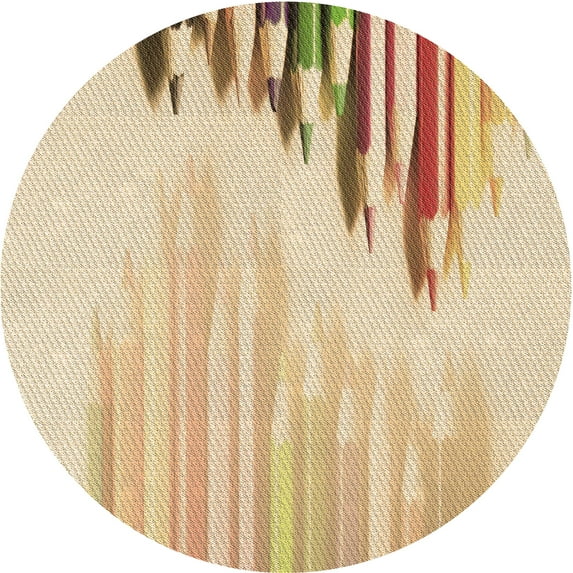 Ahgly Company Machine Washable Indoor Round Transitional Khaki Gold Area Rugs, 6' Round