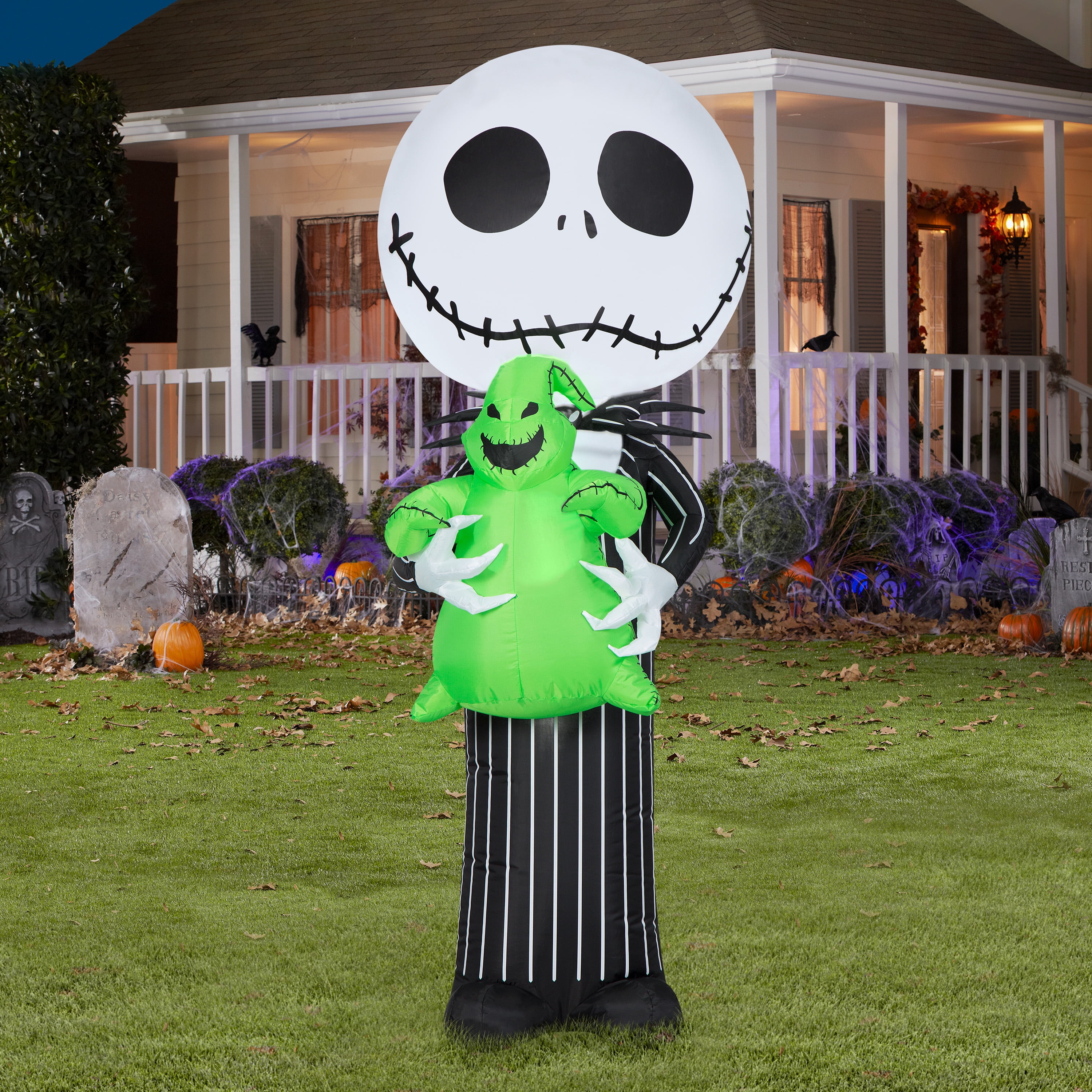 59 Inch Disney Jack Skellington Hugging Oogie Boogie for Halloween by Airblown Inflatables