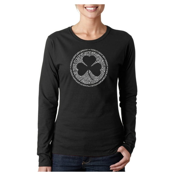 LA Pop Art Women's Word Art Long Sleeve T-Shirt - LYRICS TO WHEN IRISH EYES ARE SMILING