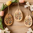 thumbnail image 5 of Easter Wooden Egg Ornaments, Carved Rustic Holiday Decorative Pieces, Spring Hanging Easter Decor, Festive Home Party Decoration Props for Easter Party Indoor and Outdoor Use, 3.9*5.9in, Brown, 5 of 5