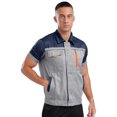 thumbnail image 3 of Men's Mechanic Work Shirt Short Sleeve Front Zip Industrial Uniform Workshop Factory Workwear Navy Blue&Gray 165/M, 3 of 7