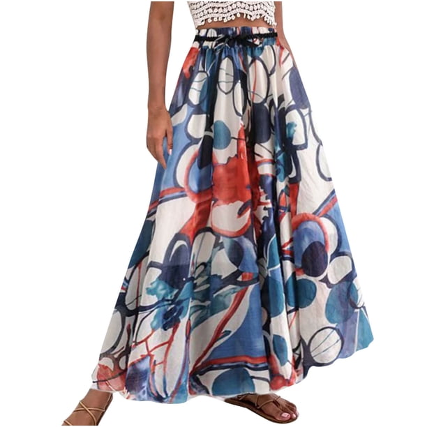 Faldas de cintura elástica con volantes fruncidos informales con estampado de vendaje para mujer a la moda Wmkox8yi FGJ2120