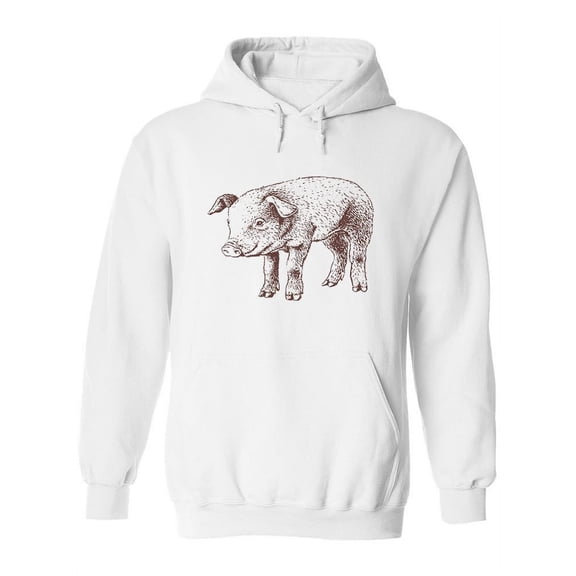 Pig Pencil Drawing Hoodie Women -Image by Shutterstock, Female x-Large