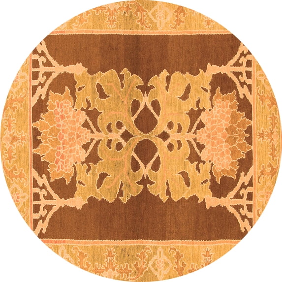Ahgly Company Indoor Round Abstract Orange Modern Area Rugs, 7' Round