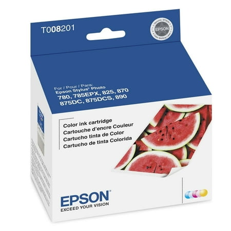Epson  EPST008201  T007201/8201 Ink Cartridges  1 Each The Epson T008 201 Cartridge provides quick-drying color ink that is designed to offer high-quality results on most plain and coated paper. Engineered to produce high resolution and color saturation  the Epson color ink cartridge prints up to 220 pages with 5 percent coverage. You can use this Epson ink cartridge for the Stylus Color 780  870  875DC  875DCS and 890.