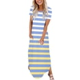 thumbnail image 1 of Ovzne Robes pour Femmes Robe pour Femme Mode Robe Décontractée Imprimée à Manches Courtes Col Rond avec Poches Robe pour Femmes Manches Courtes Imprimée Liquidation, 1 of 6