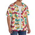thumbnail image 2 of Balery Colorful Butterflies Camisa Casual de Manga Corta con Botones para Hombre, Texturizada, Estilo Cubano, para Playa, Verano-Medium, 2 of 5