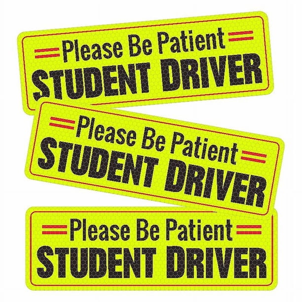 Imán para conductor estudiante para coche, tenga paciencia, señal magnética para conductor estudiante, 3 pegatinas reflectantes para conductor novato, calcomanía para conductor nuevo