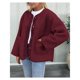 thumbnail image 4 of Abrigos de Invierno para Mujer, de Larga, con Botones, Chaquetas de Forro Suave, Ropa de Abrigo, Moda de Otoño Rojo Vino L, 4 of 9