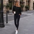 thumbnail image 5 of Hurxie Womens Off the Shoulder Sweatshirt Long Sleeve Crop Top Casual Fall Outfits,Trendy Streetwear Pullover, Comfy Sweatshirts Black,2XL, 5 of 6