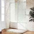 thumbnail image 3 of VIGO Elan 56 to 60 in. W x 66 in. H Sliding Frameless Tub Door in Chrome with 3/8 in. (10mm) Clear Glass, 3 of 14