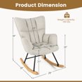 thumbnail image 3 of Giantex Linen Nursery Rocking Chair with High Backrest Padded Armrests & Seat for Nursery Light Grey, 3 of 10