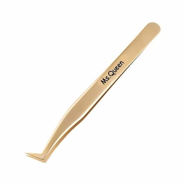 Ms.Queen Ensemble de Pinces à Extensions de Cils - Pinces de Précision pour Volume 2D-6D & Extensions de Faux Cils Individuelles avec Étui de Rangement en Pu - Doré (Pinces à Volume/M003-2)