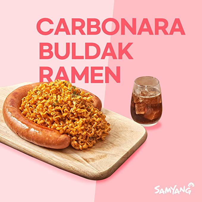 Samyang Carbonara Buldak Hot Chicken Flavor Ramen 3.7 oz Big Bowl, Dairy-Free Spicy Noodles