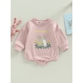 thumbnail image 2 of Mialoley Barboteuse Printemps pour Bébés Garçons Filles, Manches Longues Col Rond Imprimé Lettre Bunny, 2 of 9