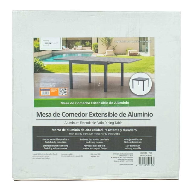 Mesa Mainstays 90/180 x 90 x 74 cm. Gris