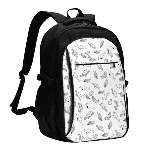 Balery Sea Turtle Mochila con carga USB para hombre y mujer - Mochila impermeable y antirrobo para laptop con puerto USB para viajes, trabajo