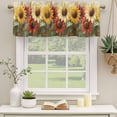 thumbnail image 2 of Summer Sunflowers Curtain Valances for Windows, Kitchen Valance Window Treatments Panel 2 Pack, Vintage Oil Painting Red Yellow Floral Rod Pocket Short Curtains for Bathroom Bedroom 42 x 12 Inch, 2 of 8