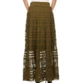thumbnail image 2 of Sakkas Leo Long Tall Lined Embroidered Bohemian High Or Low Waist Foldover Skirt - Olive - X-Large, 2 of 4