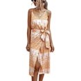 thumbnail image 1 of Robes pour Femmes - Sexy Col en V Bretelles Spaghetti Imprimé Floral Léopard Fendu Robe Tulipe Midi avec Ceinture, 1 of 7