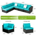 thumbnail image 5 of Kinbor 6pcs Outdoor Patio Furniture Set Wicker Sectional Sofa with Cushions, Turquoise, 5 of 9