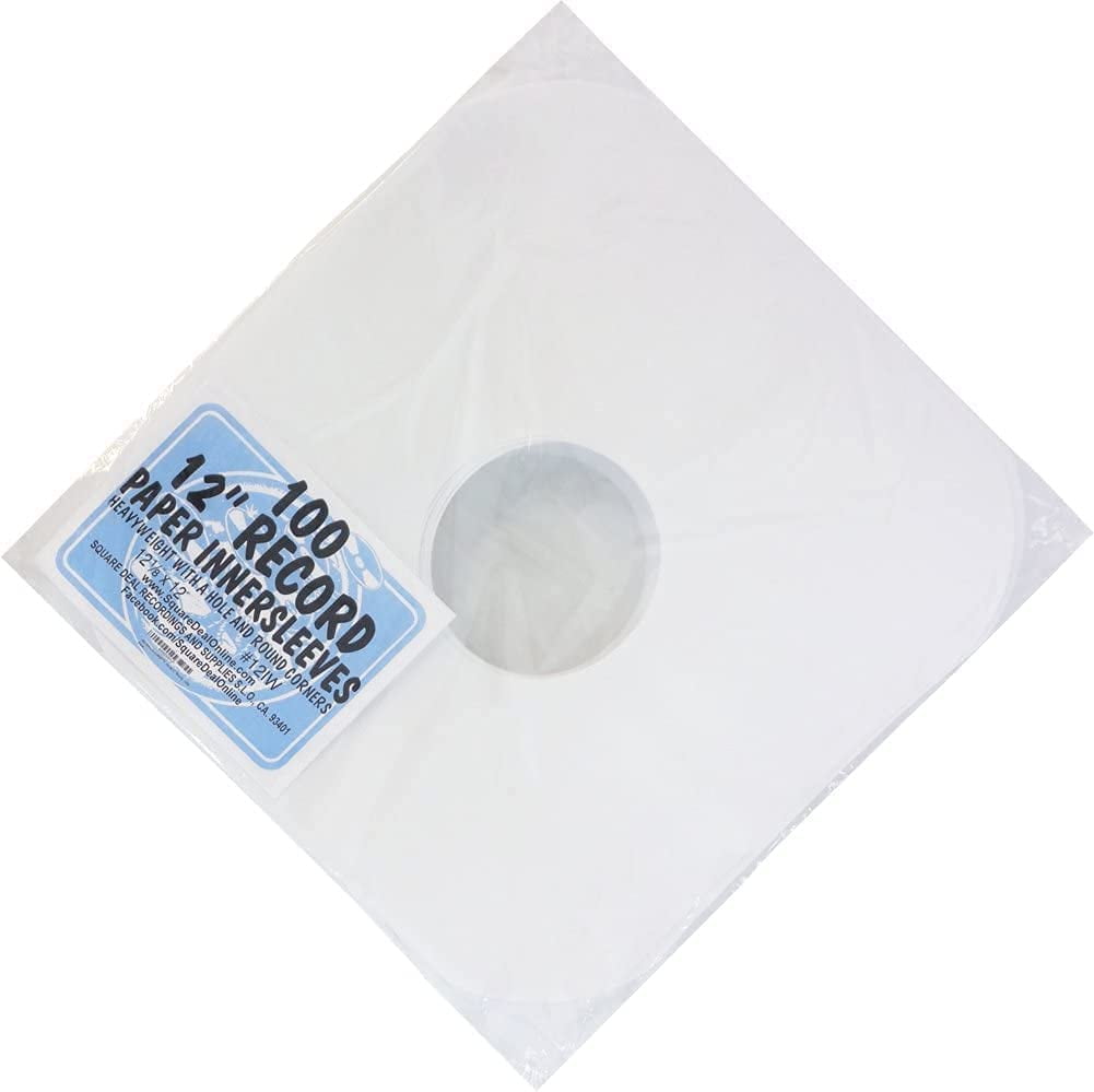 Medium Weight 12'' White Paper Record Sleeves