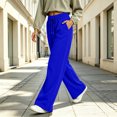 thumbnail image 6 of Women's Soft Extra Wide Leg Pants with Pockets Drawstring High Waist Pull-On Casual Sweatpants Baggy Comfy Athletic Joggers Royal Blue S, 6 of 7