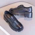 thumbnail image 4 of Lufly Lady Style Slope Heeled Casual Shoes Hollow Out Breathable Thick Heeled Lace Up Deep Mouth Single Shoes Retro Thick Heeled Style Casual Shoes, 4 of 8