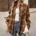 thumbnail image 6 of Womens Plaid Printed T-Shirts, Long Sleeve Shirts for Women Fall Fashion Loose Fit Lapel Button Down Dressy Blouses with Pockets, 6 of 6