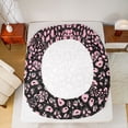 thumbnail image 5 of jejeloiu Chic Cheetah Print Queen Sheet Sets,Abstract Fulid Art Flat Sheet,Pink Black Queen Fitted Sheet For Men Women,Breathable Home Decor,4-Piece, 5 of 7