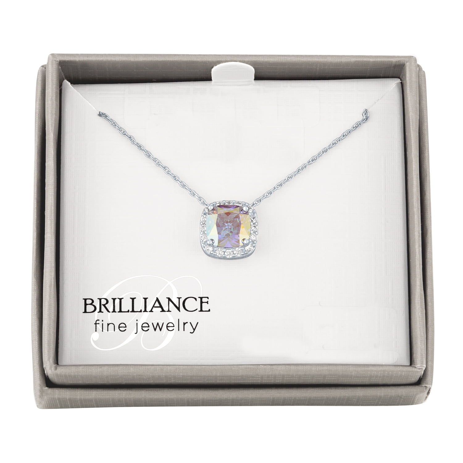 Brilliance Fine Jewelry Sterling Silver Simulated Aurora Borealis Pendant, 18"