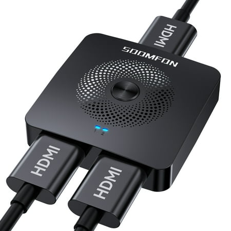 SOOMFON HDMI Switch Splitter 2 x 1/1 x 2 Bi-Directional,Ultra HD 4K, 2 Ports Signal HDMI Switcher ,Compatible with Apple TV PS5 PS4 Fire Stick Blu-ray Player,Black