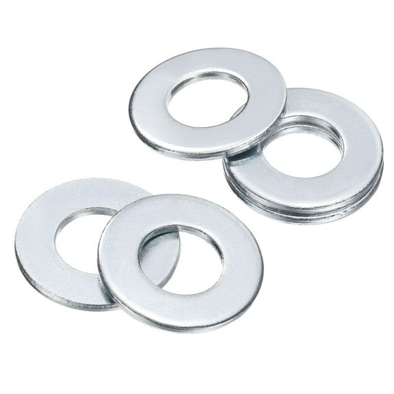 20Pack 1/2" Carbon Steel SAE Flat Washers, 0.53" x 1.06" x 0.08", Silver Tone
