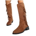 thumbnail image 5 of POROPL Mid Calf Boots for Women High Heel Tassel Shoes,Boots Size 4.5, 5 of 9
