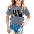 thumbnail image 1 of Rovga Hauts d'Été pour Filles 3-4 Ans Manches Courtes Couleur Unie Imprimés Lettres Dessin Animé T-Shirt Col Rond Col O Vêtement Doux Fille Gris Foncé, 1 of 4