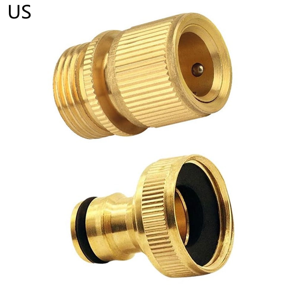 Garden Washing Hose Pipe Pass Water Connector Gold Tone 19mm 3/4-inch 2pcs 