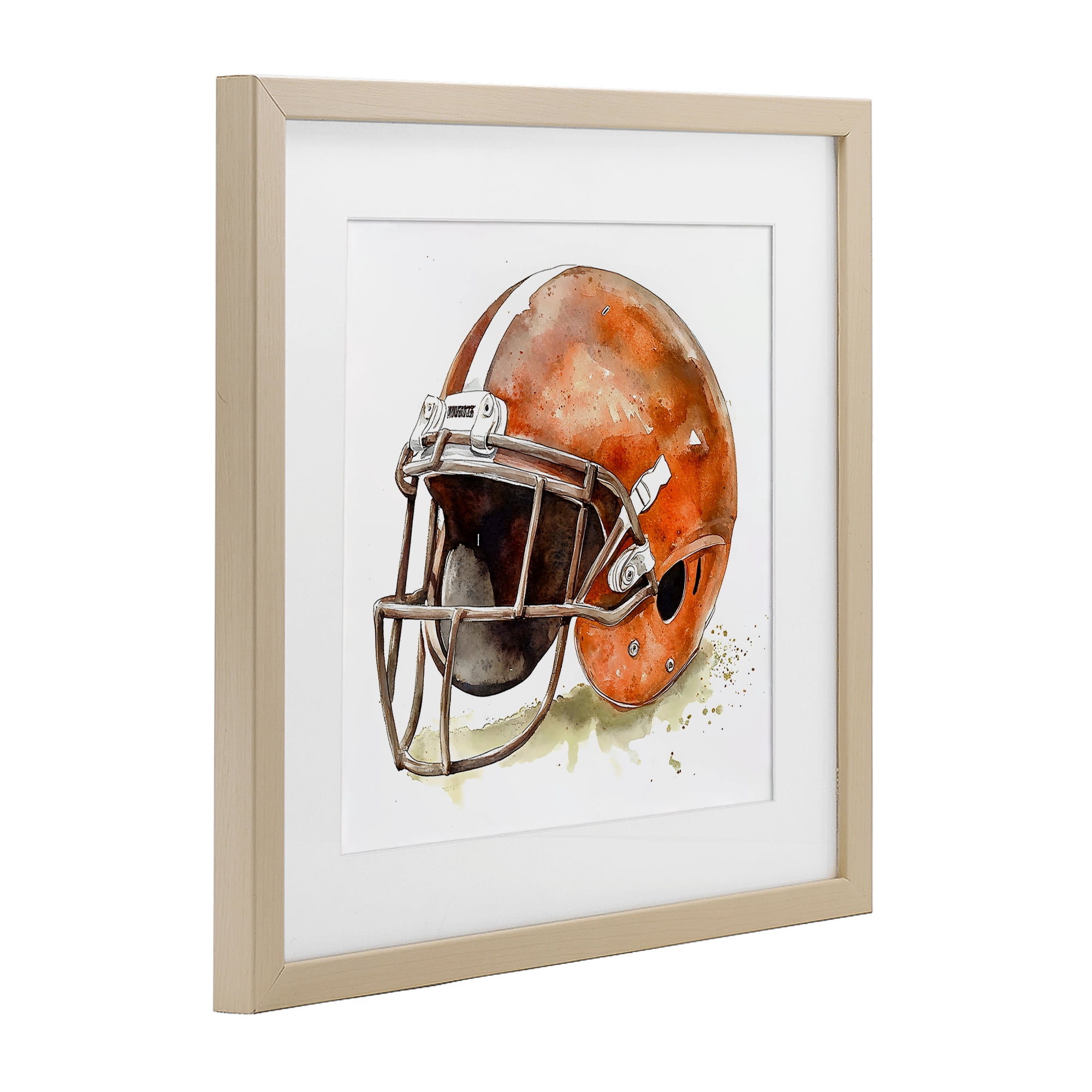 Stupell Industries Red Football Helmet Birch Framed Print Under Glass, design by Creative Studio