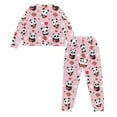 thumbnail image 3 of DISNIMO Panda Printed Womens Pajamas Set Heart Strawberry Print 2 Pcs Pj Sets Soft Comfy Sleepwear Nightwear with Pocket Round Neck Lounge Set Long Sleeve Shirt with Long Pajama Pant Set, S, 3 of 7