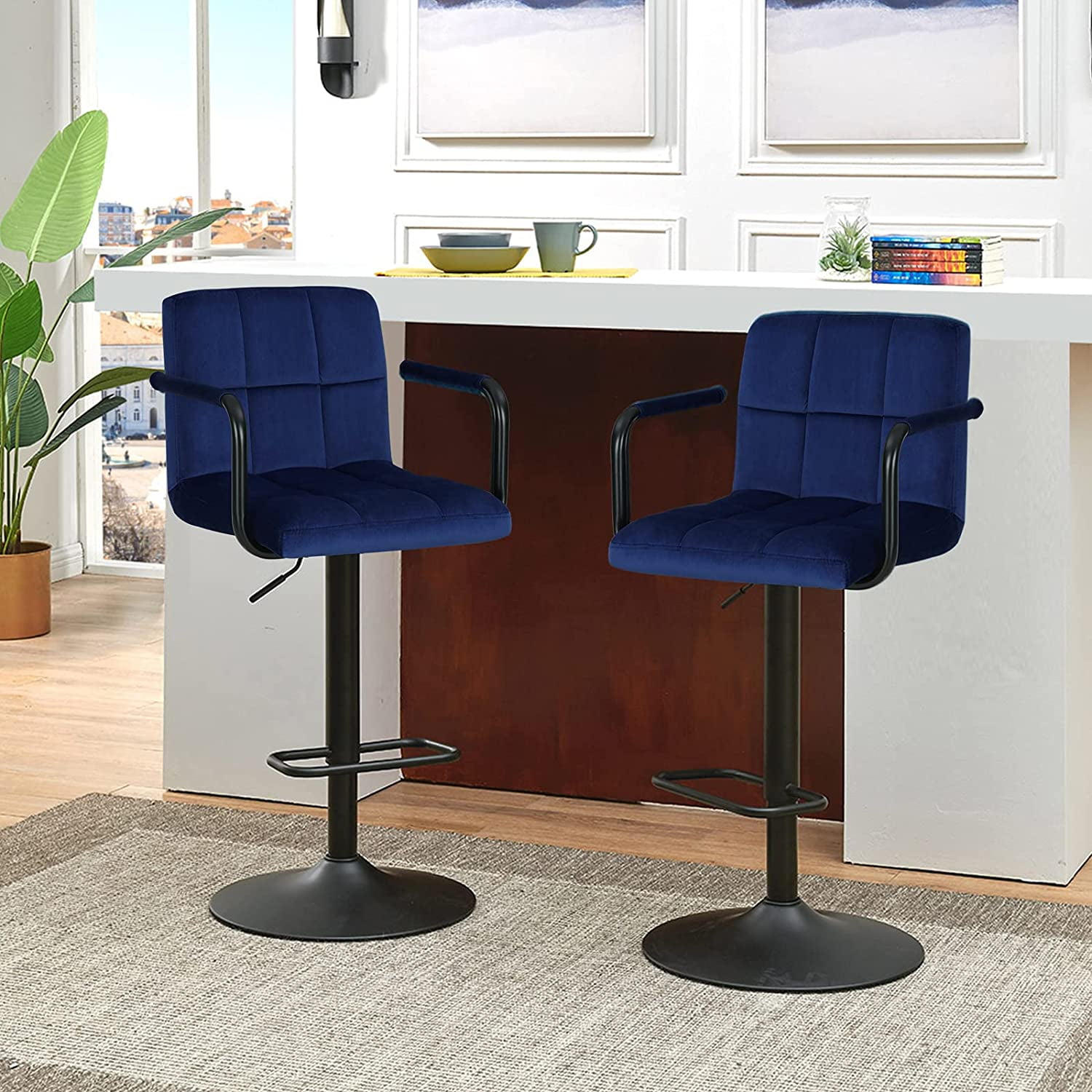 Duhome Elegant Lifestyle Velvet Bar Stools with Back Set of 2