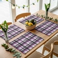 thumbnail image 5 of Placemats for Dinning Table Set of 12, Purple Black Plaid Farmhouse Purple Black Checkered Burlap Kitchen Place Mats Waterproof Cloth Table Mats, Indoor Outdoor Placemats Easy Clean Dinner Decor, 5 of 8