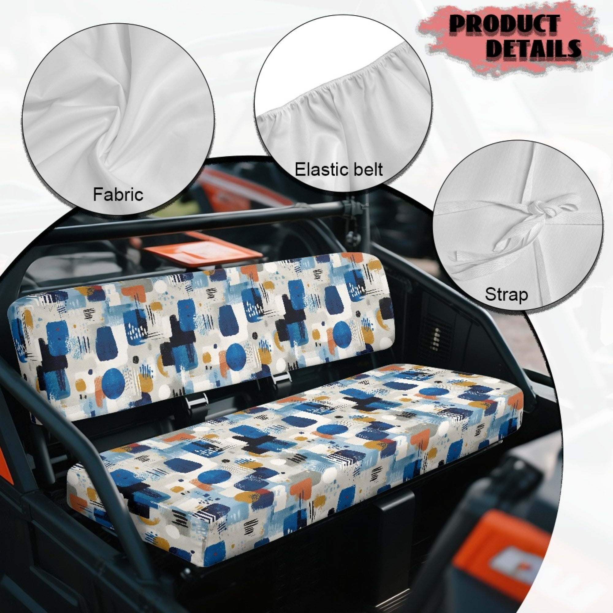 ZIATUBLES UTV Seat Covers 2 Pack, Waterproof Polyester Front Seat Protectors Compatible with Kawasaki Mule 3020 4000, Fade Resistant UTV Decor Accessory Part, Abstract Geometric Print