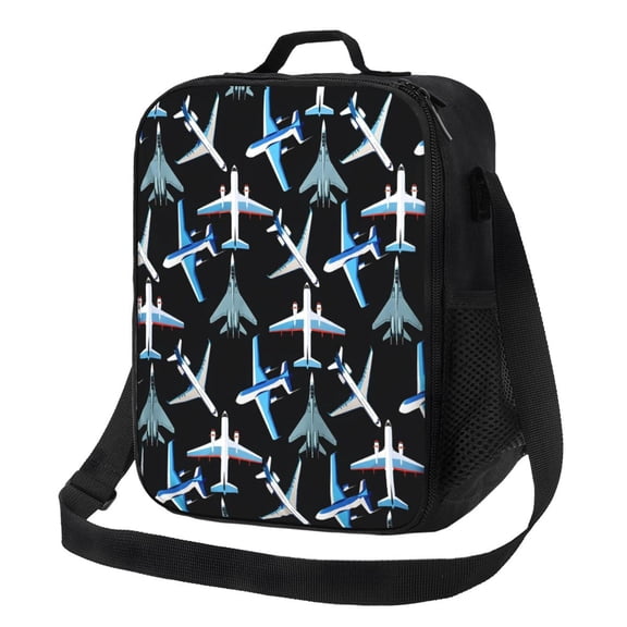 Airplane Aircraft Lunch Bag Insulated Thermal Lunch Box with Shoulder Strap & Handle for Women and Men