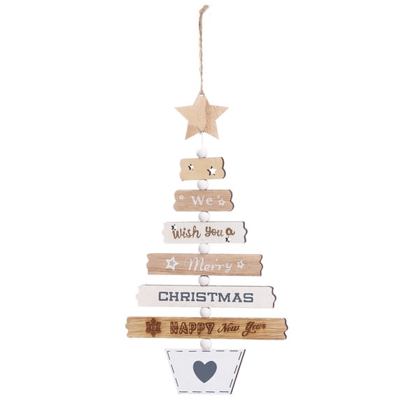 Christmas Letters Decorative Ornaments Christmas Tree Pendants Wooden Hanging Festival Garniture, Burlywood