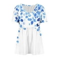 thumbnail image 3 of Zuesphe Womens Tunic Tops for Leggings Short Sleeve V Neck Summer Casual Pleated Blouses Flowy T Shirt Floral Summer Tops Basic Pullover, 3 of 4